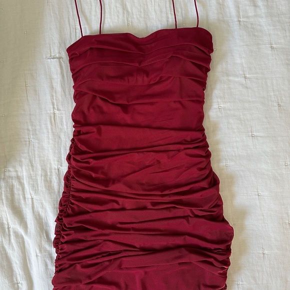 Princess Polly Ruched Red Mini Dress - Picture 3 of 5